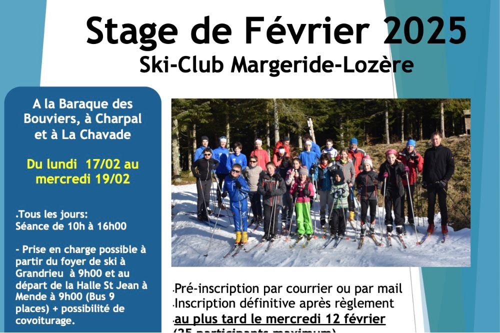 STAGE DES VACANCES D'HIVER DU 17 AU 19 FÉVRIER 2025